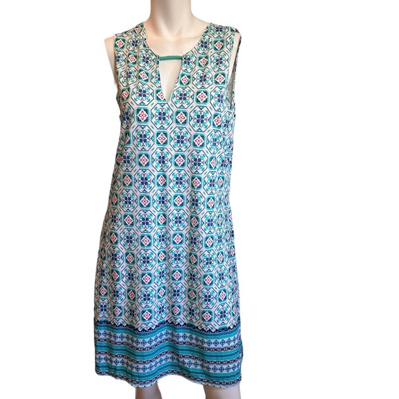 Aqua Et Sol White & Blue Multicolored Upf Protection Cover Up / Dress sz L - Picture 1 of 9